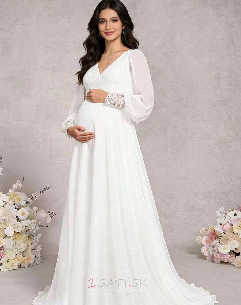 Ríša Materstvo Čalúnené Zamiesť vlak V krku Pružina Svadobné šaty Ríša Materstvo Čalúnené Zamiesť vlak V krku Pružina Svadobné šaty