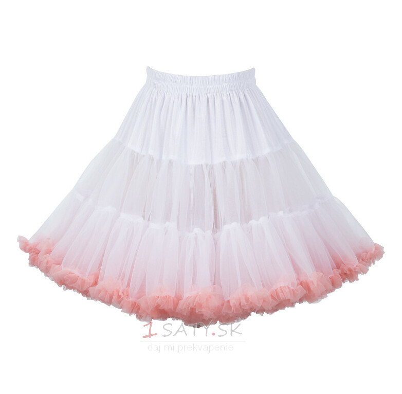Ružová elastická spodnička s nafúknutým tylom v páse, princezná Balet Dance Pettiskirts Lolita Cosplay, Rainbow Cloud Krátka Tutu sukňa 45 cm