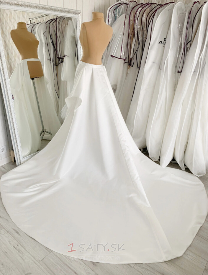 saténová vlečka na svadobné šaty Odnímateľná svadobná vlečka pre svadobnú sukňu