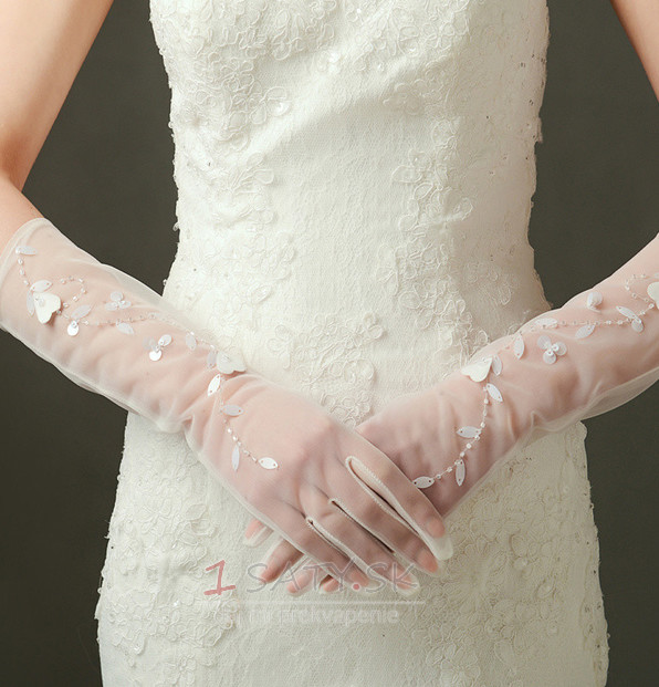 Sexy Translucent Sexy svadobné rukavice Long Shade Celý prst