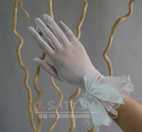 Slonovinové krátke priesvitné sáňové lišty plné prstové svadobné rukavice