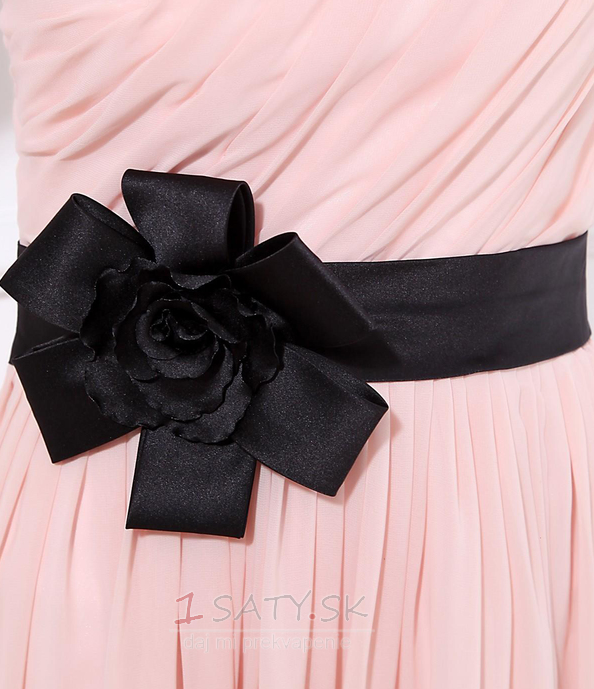 Šifón Emmy Bez rukávov Perla ružová Prírodné pása Družičky šaty