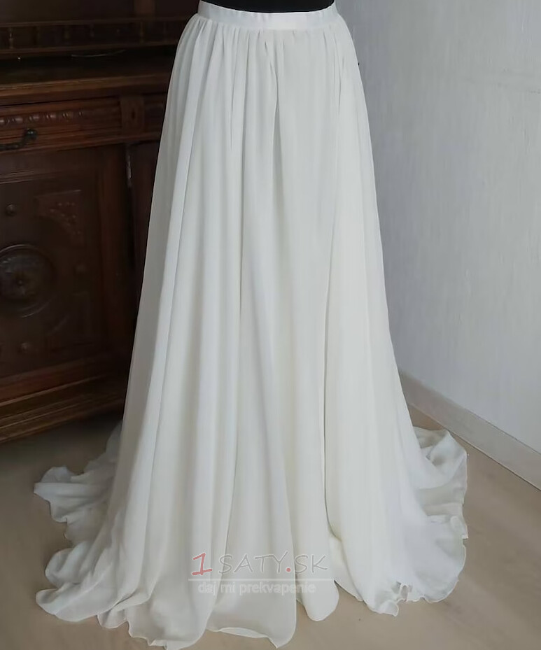 Šifónová sukňa s rozparkom vpredu Odnímateľná svadobná sukňa Svadobná sukňa