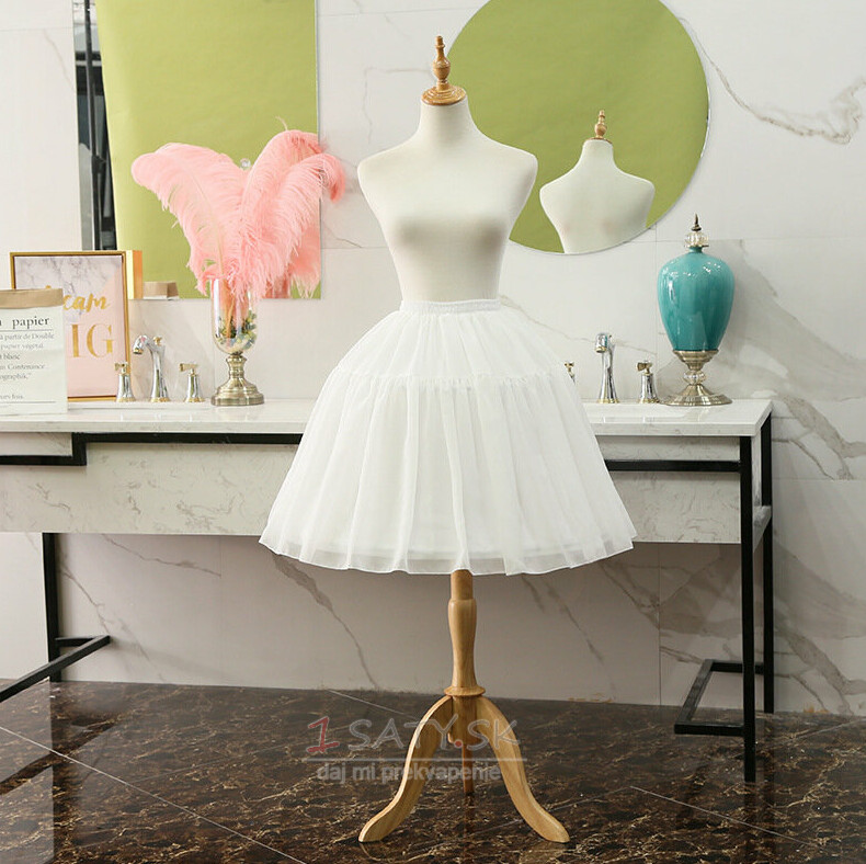 Svadobná krátka krinolína, Cosplay plesové šaty krátka spodná sukňa, nadýchaná sukňa, dievčenská šifónová spodnička Lolita 55 cm