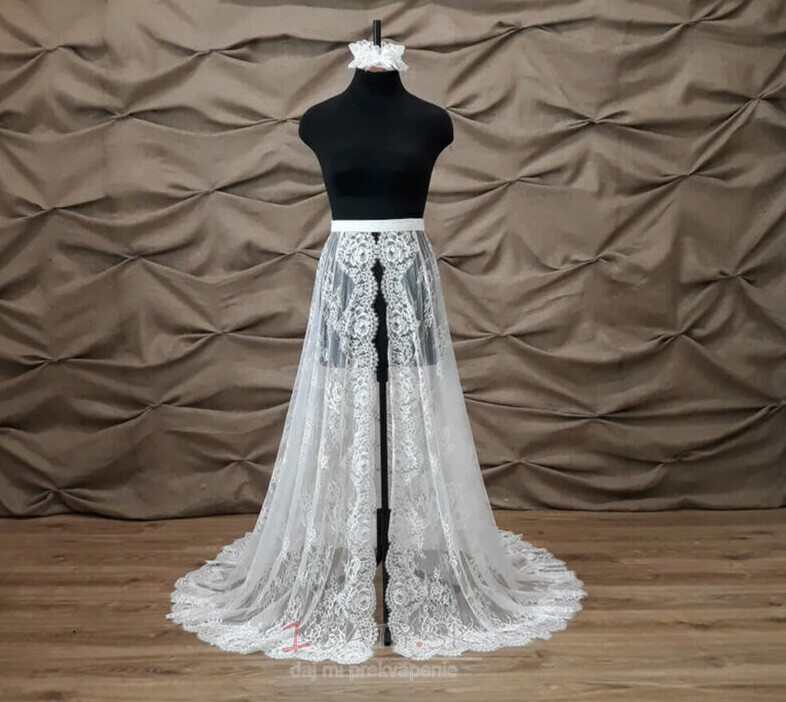 svadobná odnímateľná čipková vlečka odnímateľná svadobná sukňa čipková odnímateľná sukňa