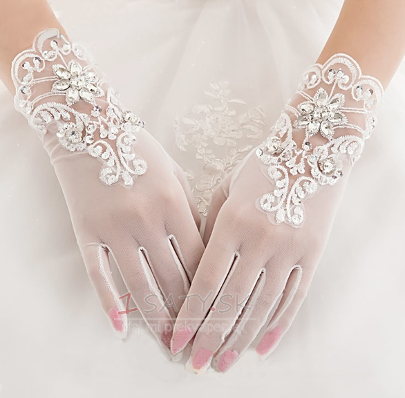 Svadobné rukavice Biela Krátka letná perla Celý prst Vhodné