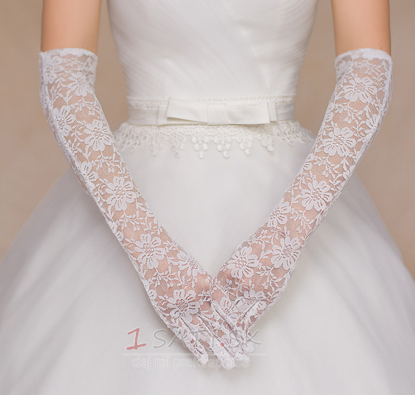 Svadobné rukavice Čipka Fabric slávnostná čipka Plný prst