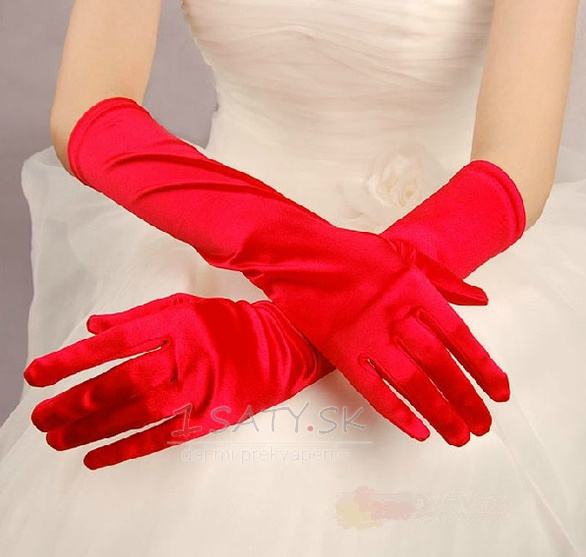 Svadobné rukavice Plné prsty Čierne Satin Elastické Teplé Obradové