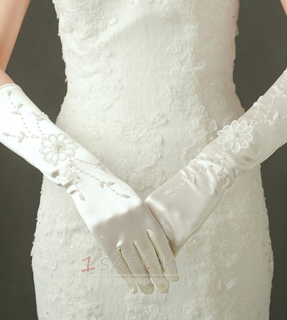 Svadobné rukavice Vhodná plná prstová saténová vyšívanie za studena