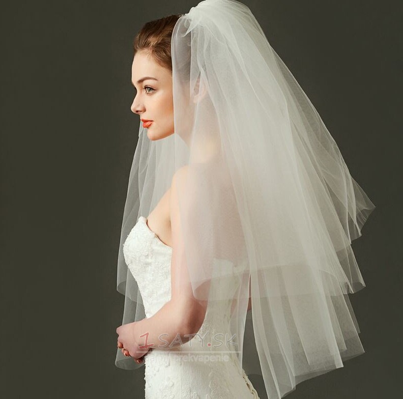 Svadobné šaty jednoduchý závoj tvrdá sieťový puffer závoj krátky svadobný závoj