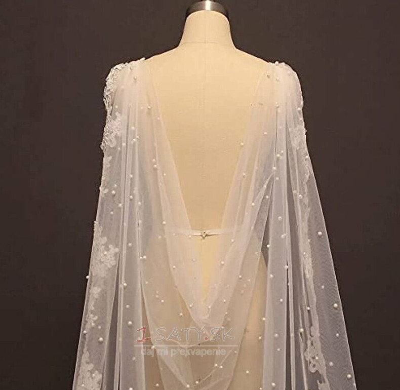 Svadobné svadobné šaty Perlový šál Závoj s čipkou