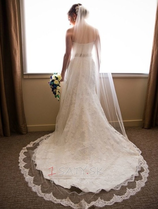 Svadobné Veil Long Lace Fabric dlhé jeseň dlhé vlak