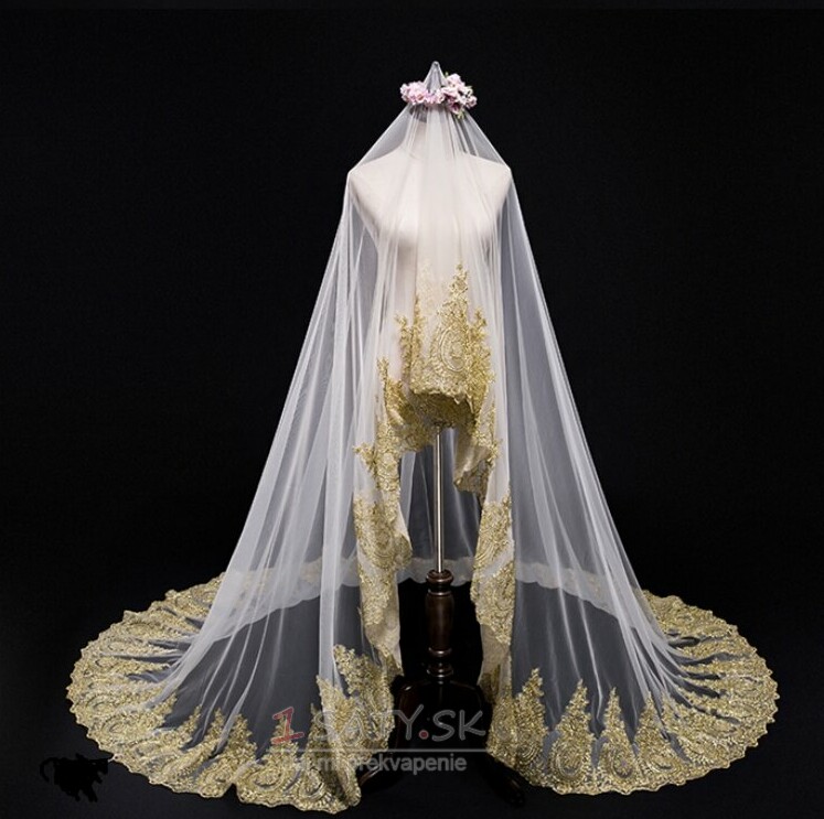 Svadobné závoje 3M Golden Lace Veil Svadobné závojové Svadobné závoje