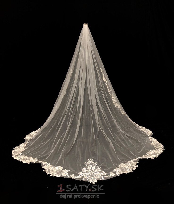 Svadobný čipkovaný závoj kostolný svadobný chvost závoj svadobné šaty veľkoobchodný závoj