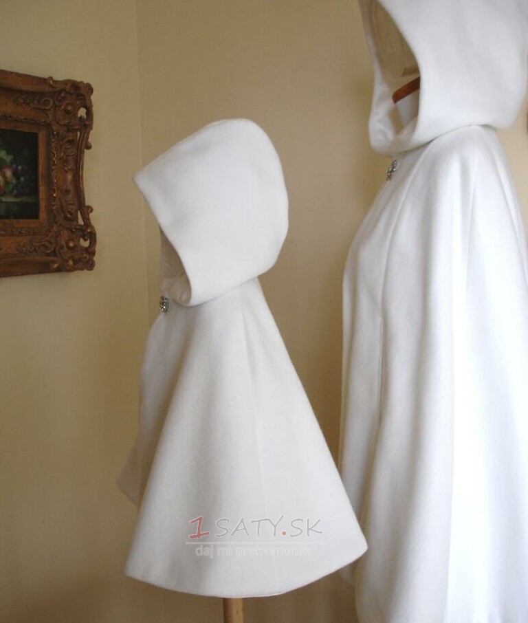 Svadobný plášť s kapucňou krátky svadobný plášť Svadobné bolerko Zimná svadobná pokrývka