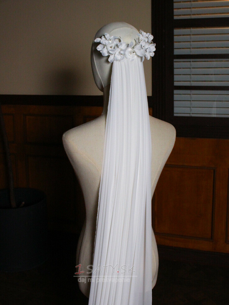 Svadobný závoj slonovinové kvety chvostový závoj kostol cestovný svadobný závoj
