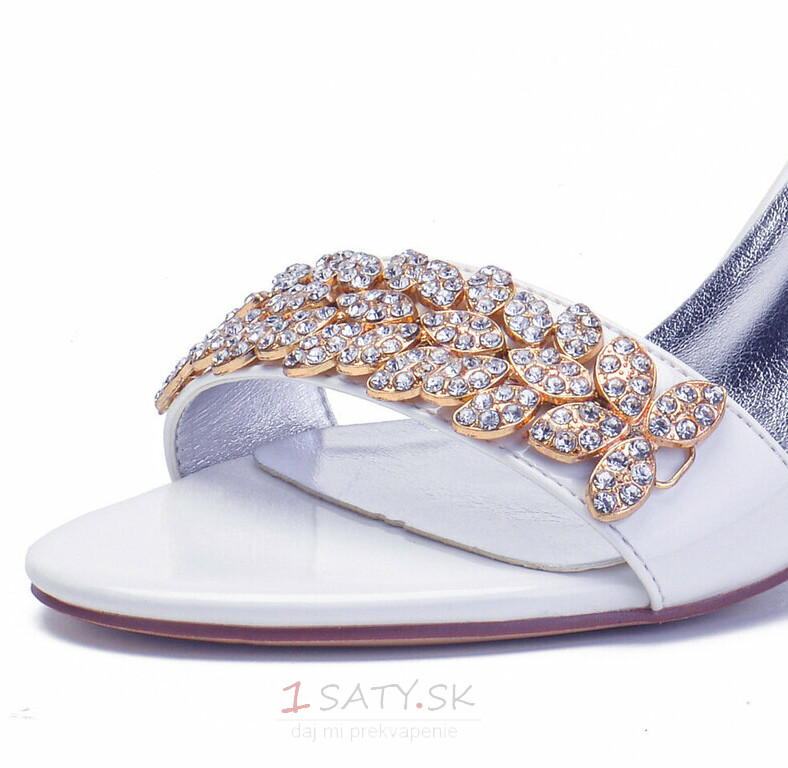 Veľkoformátové sandále na vysokom podpätku, saténové a štrasové dámske svadobné topánky na vysokom podpätku