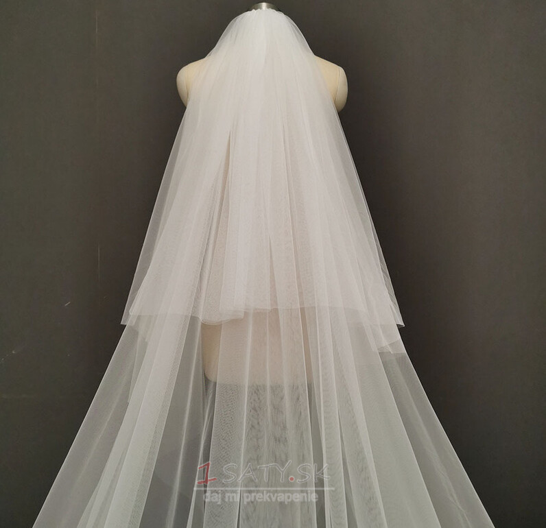 White Exquisite Lace Veil Cathedral Flitrový závoj Stereo čipkovaný svadobný závoj