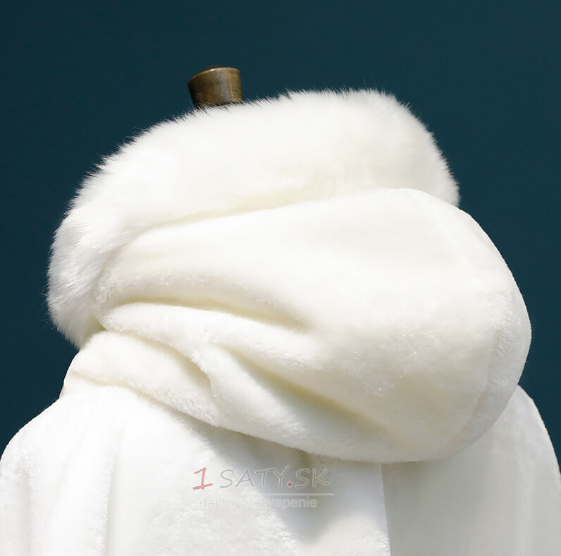 Zima s kapucňou dlhý plášť teplý plyšový šál biely hustý plášť
